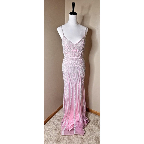 open lace back dress Ladivine CDS483 Prom Dress - Ocean Blue main image 0